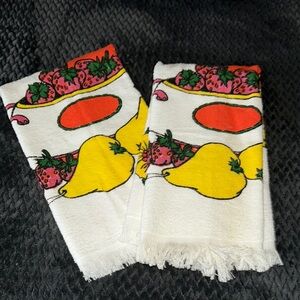 Colorful Fruit Pattern Towels set of 2 retro vintage dish towels